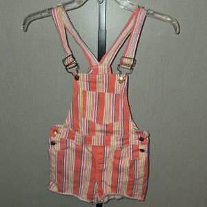 (J12) Girls Striped Overalls